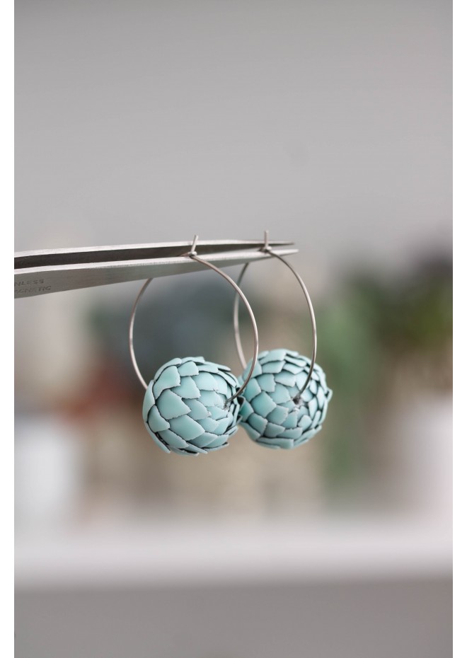 Mint  Artichoke Hoop Earrings