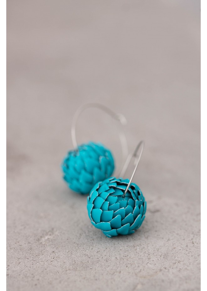 Teal Artichoke Hoop Earrings