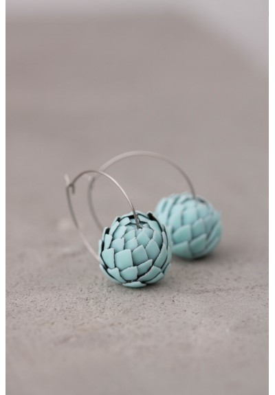 Mint  Artichoke Hoop Earrings