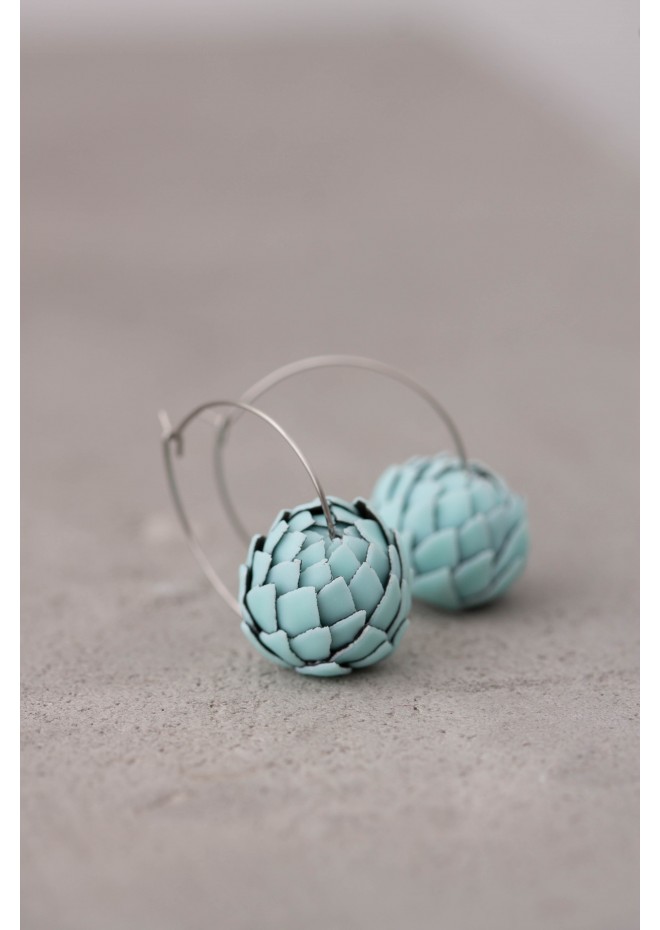 Mint  Artichoke Hoop Earrings