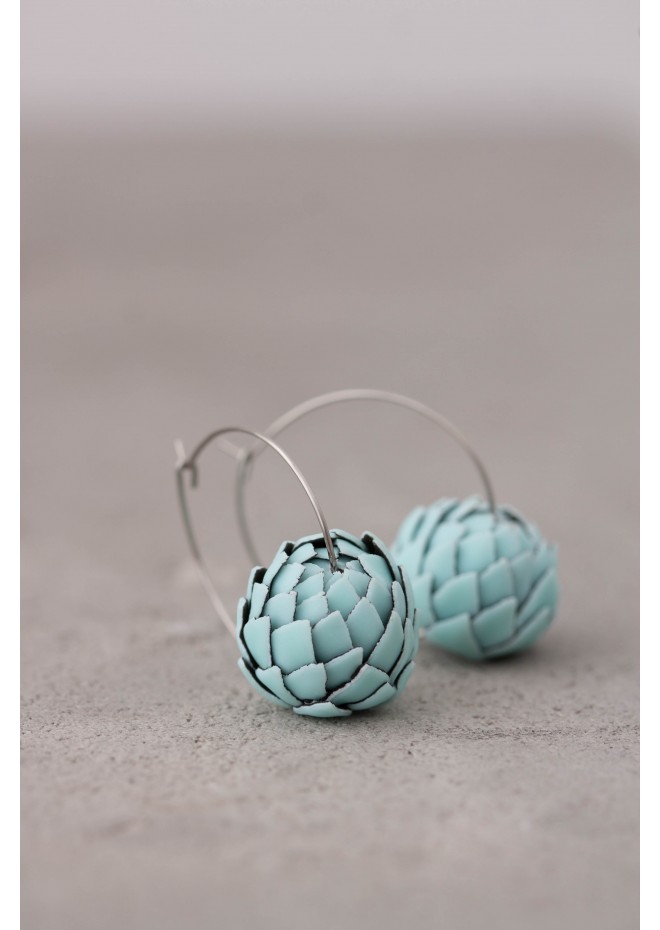 Mint  Artichoke Hoop Earrings