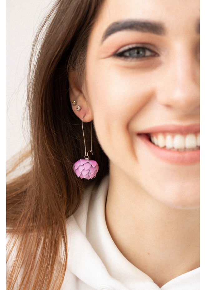 Pink Artichoke Drop Earrings