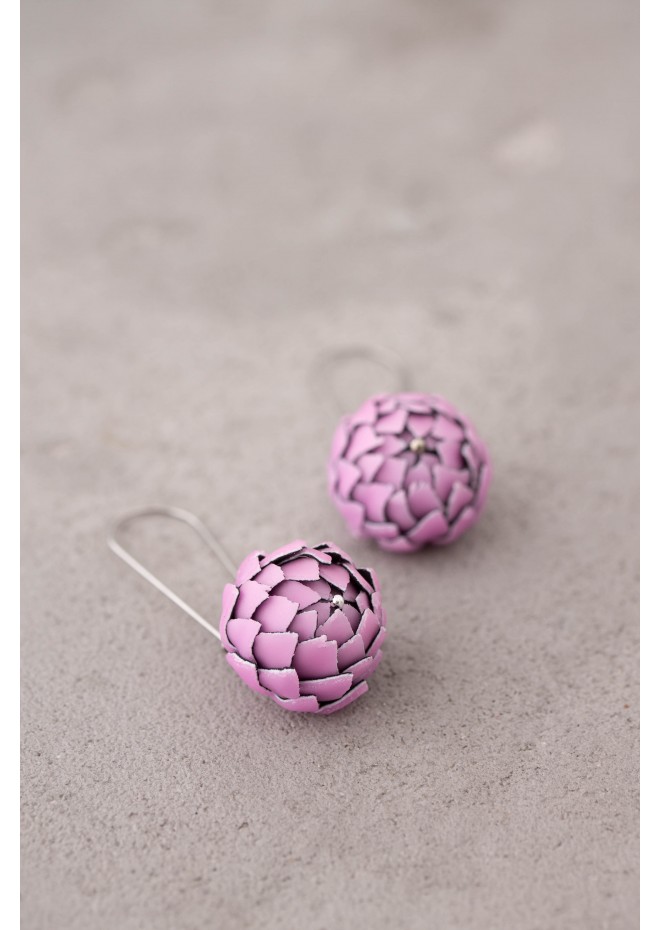 Pink Artichoke Drop Earrings