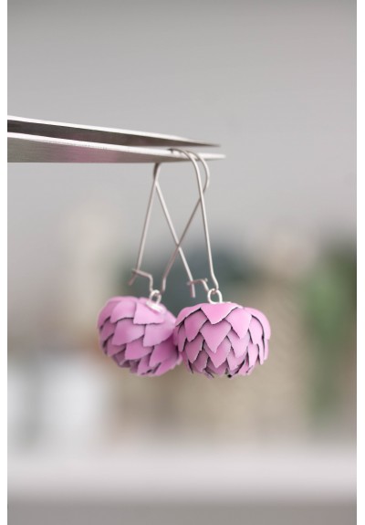 Pink Artichoke Drop Earrings