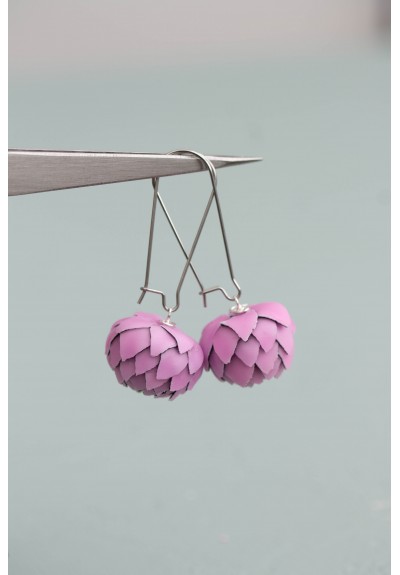 Pink Artichoke Drop Earrings