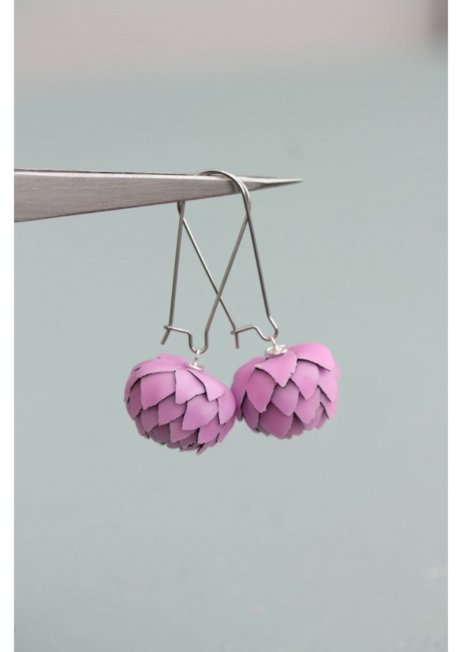 Pink Artichoke Drop Earrings