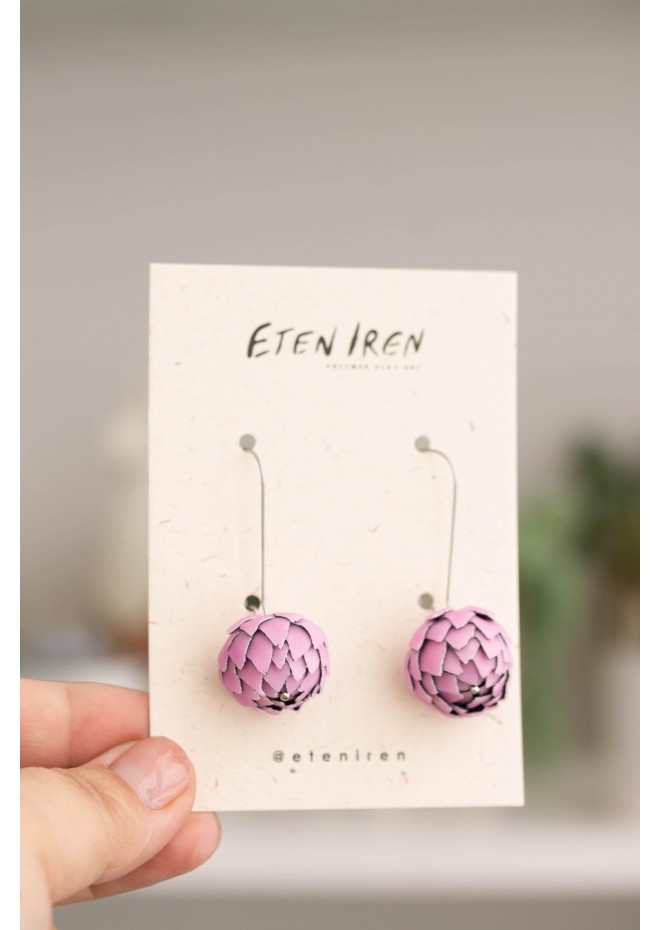 Pink Artichoke Drop Earrings