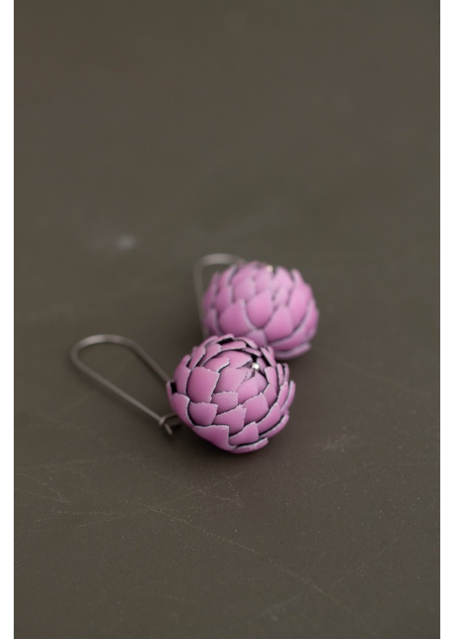 Pink Artichoke Drop Earrings