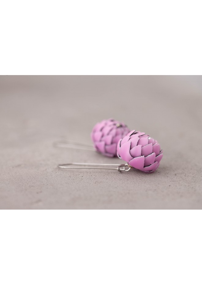 Pink Artichoke Drop Earrings