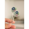 Blue-Pink Succulent Hairpin