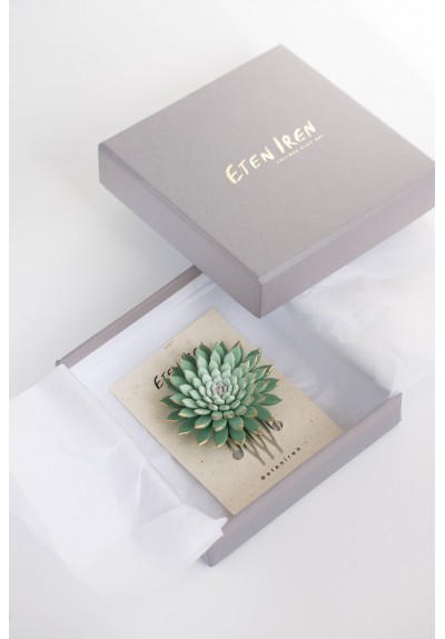 Green Gold Succulent hair Comb