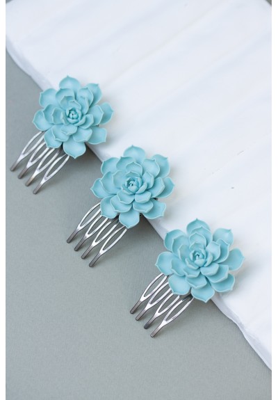 Blue Succulent Hair Comb