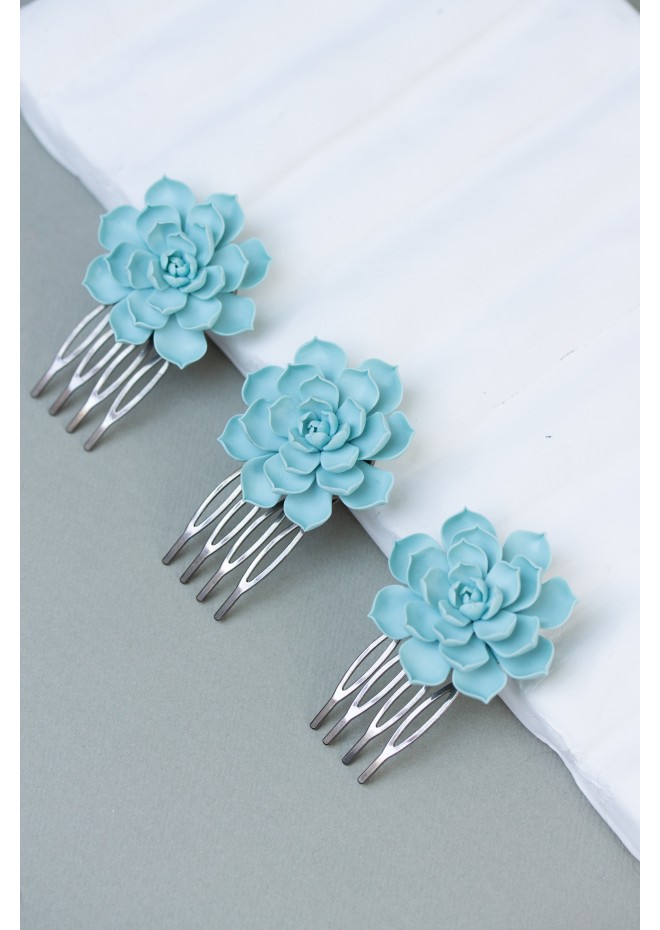 Blue Succulent Hair Comb