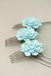 Blue Succulent Hair Comb