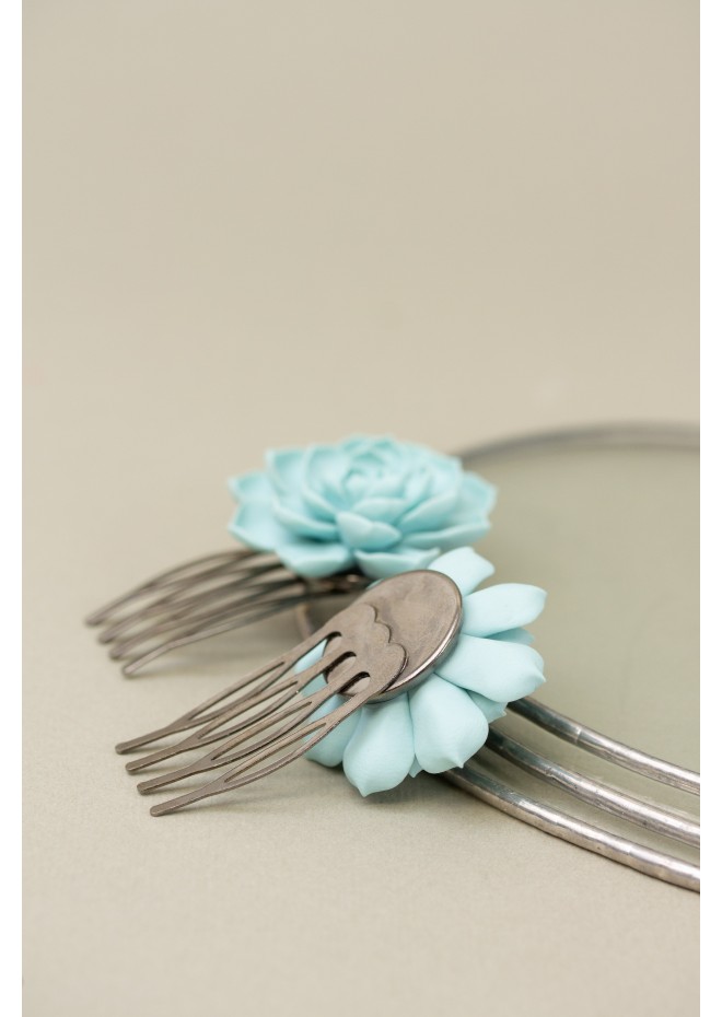 Blue Succulent Hair Comb