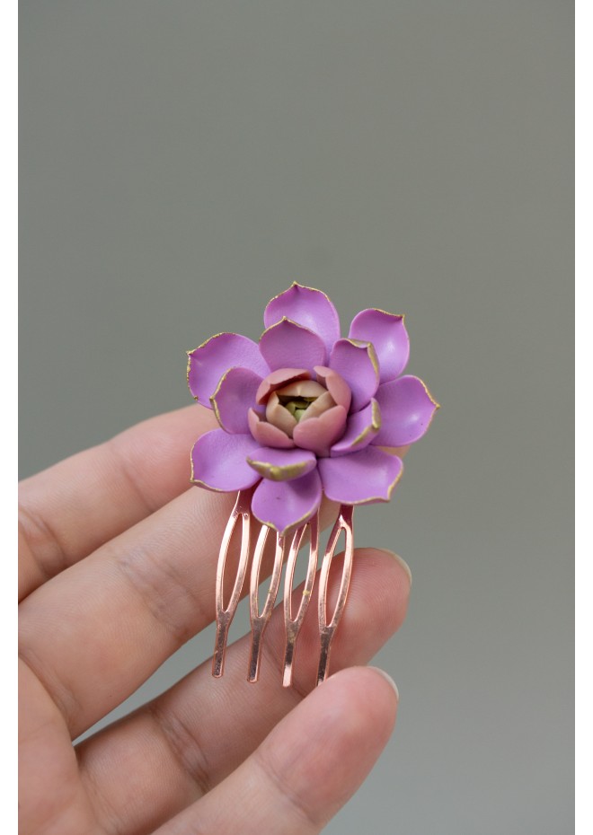 Pink Succulent Hair Comb