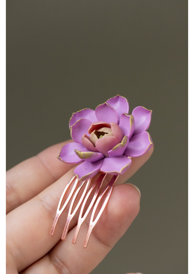 Pink Succulent Hair Comb