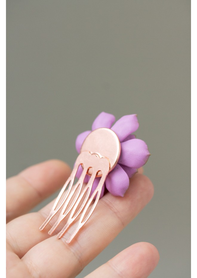 Pink Succulent Hair Comb