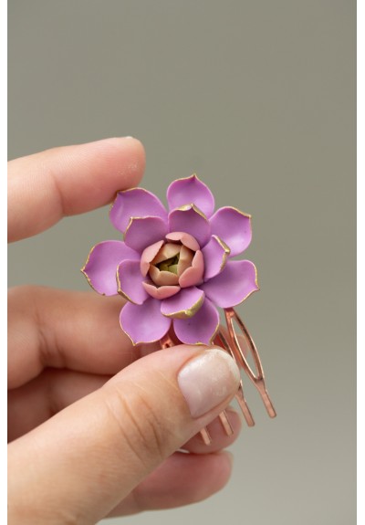 Pink Succulent Hair Comb