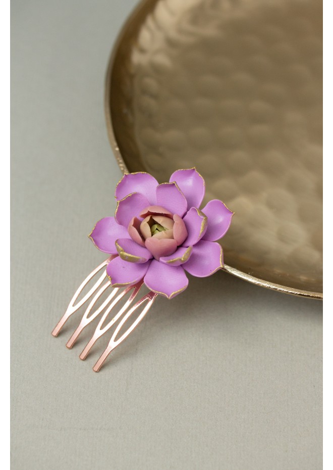 Pink Succulent Hair Comb