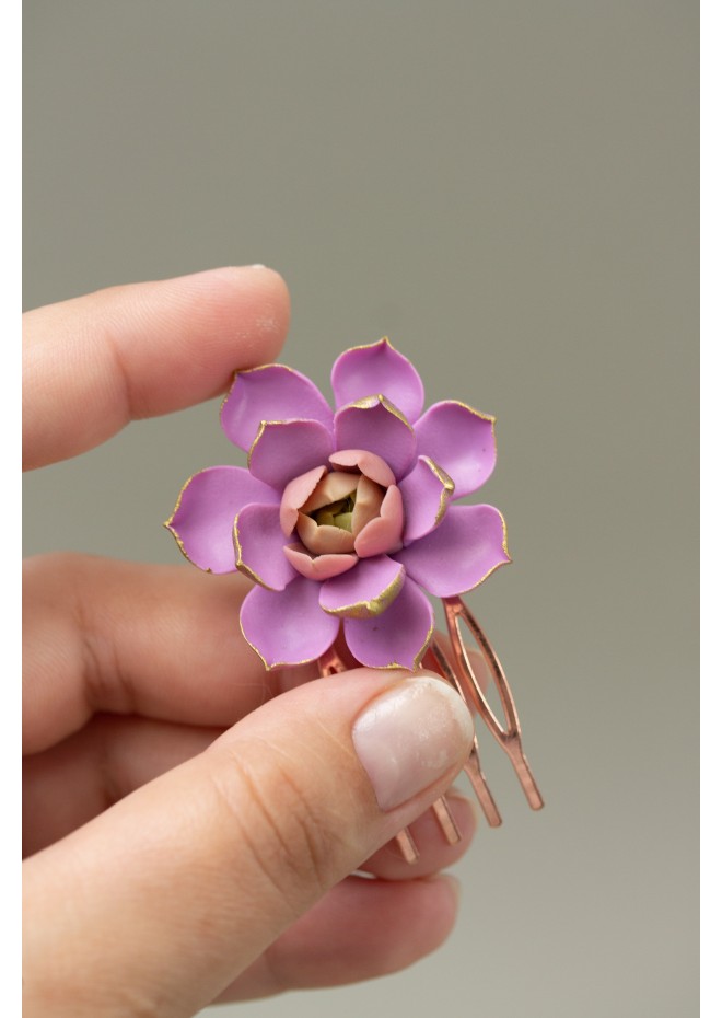 Pink Succulent Hair Comb