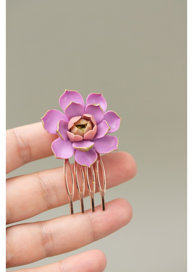 Pink Succulent Hair Comb