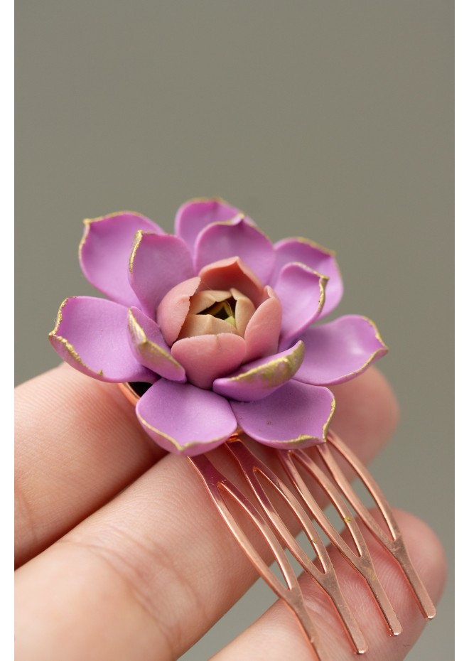 Pink Succulent Hair Comb