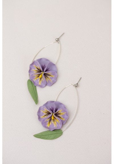 Purple Pansy Dangle Earring