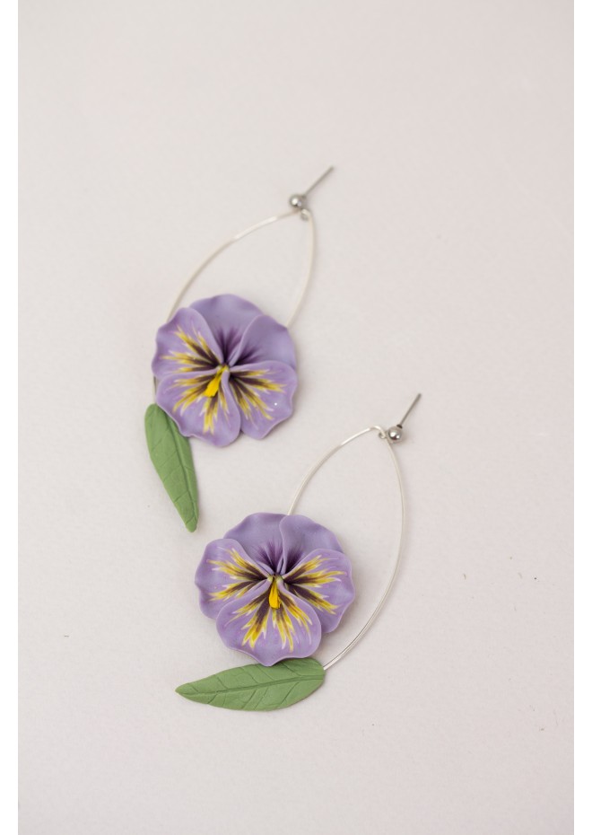 Purple Pansy Dangle Earring