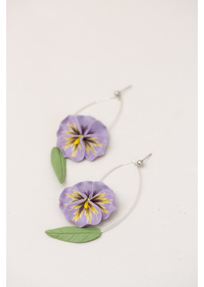 Purple Pansy Dangle Earring