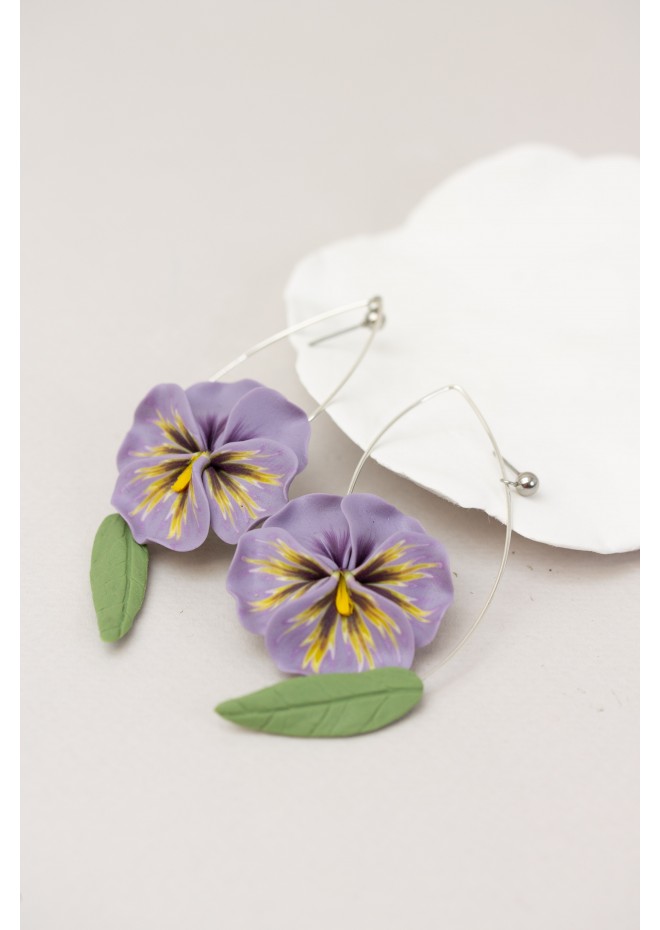 Purple Pansy Dangle Earring