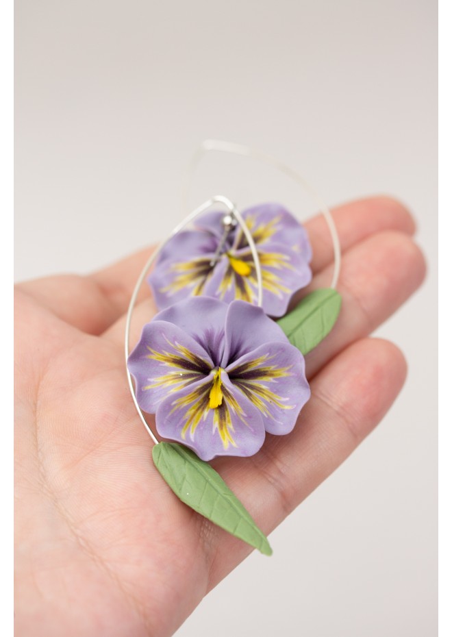 Purple Pansy Dangle Earring