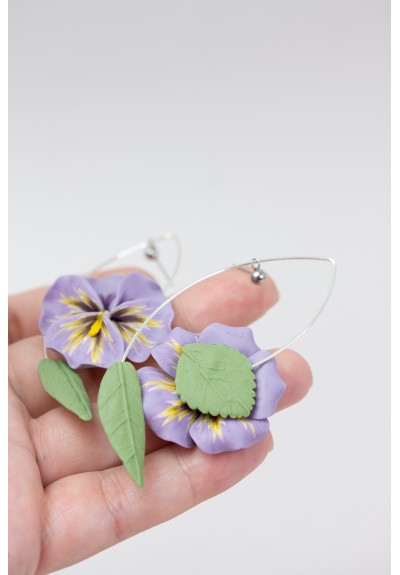 Purple Pansy Dangle Earring