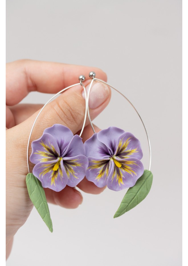 Purple Pansy Dangle Earring