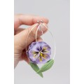 Purple Pansy Dangle Earring