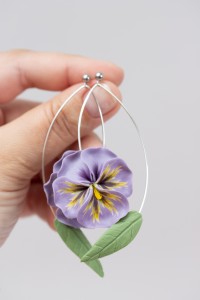 Purple Pansy Dangle Earring