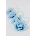 Blue Flower Hoop Earrings