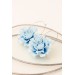 Blue Flower Hoop Earrings