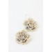 Beige Flower Hoop Earrings