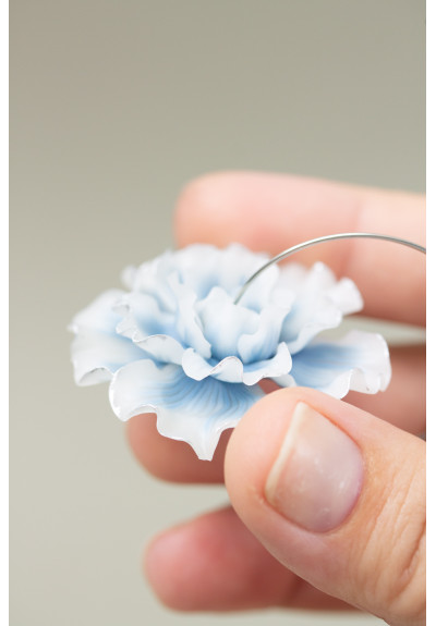 Whiteout Blue Flower Hoop Earring