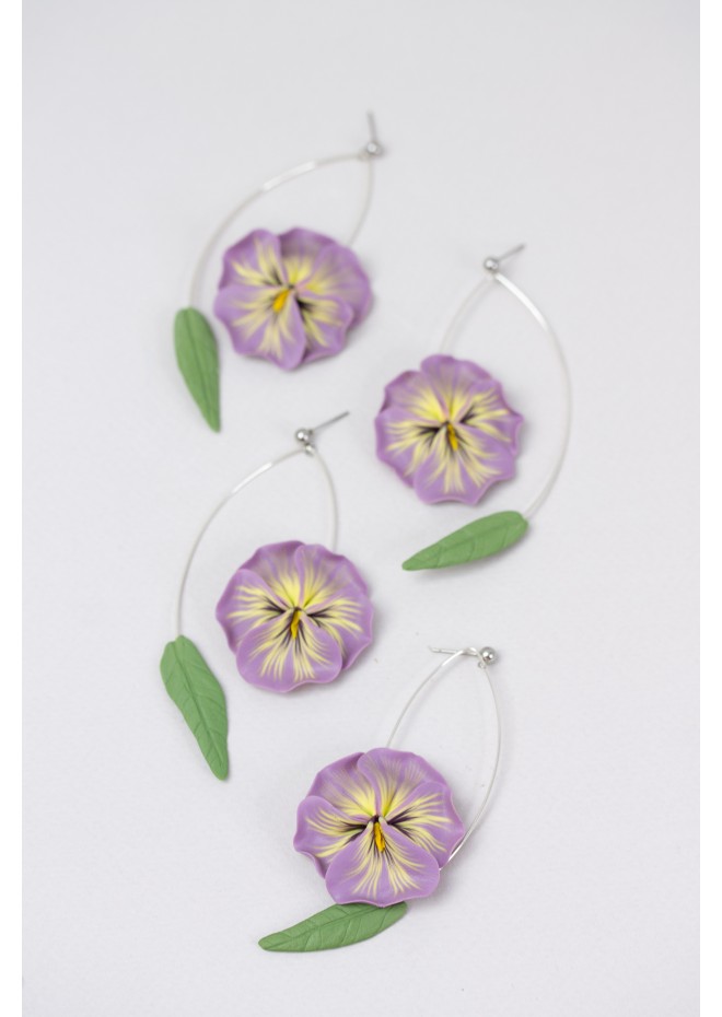 Purple Pansy Dangle Earring