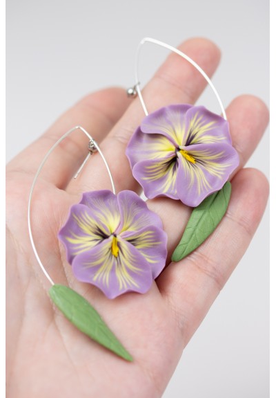 Purple Pansy Dangle Earring