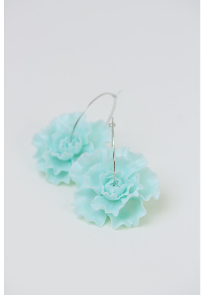 Crystal Blue Flower Hoop Earrings