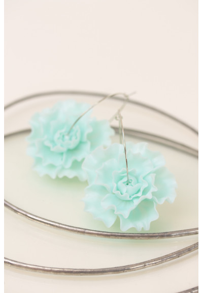 Crystal Blue Flower Hoop Earrings