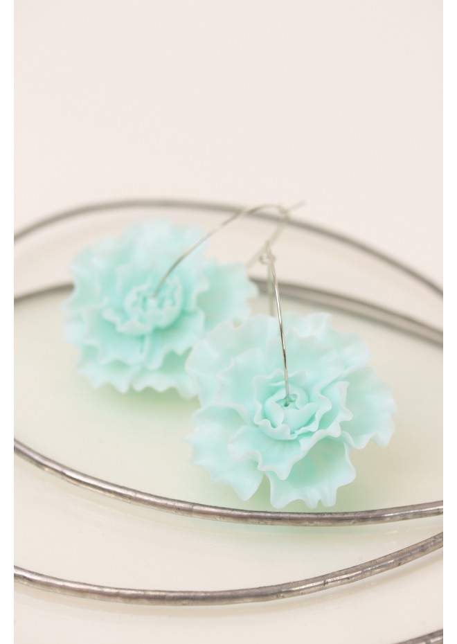 Crystal Blue Flower Hoop Earrings