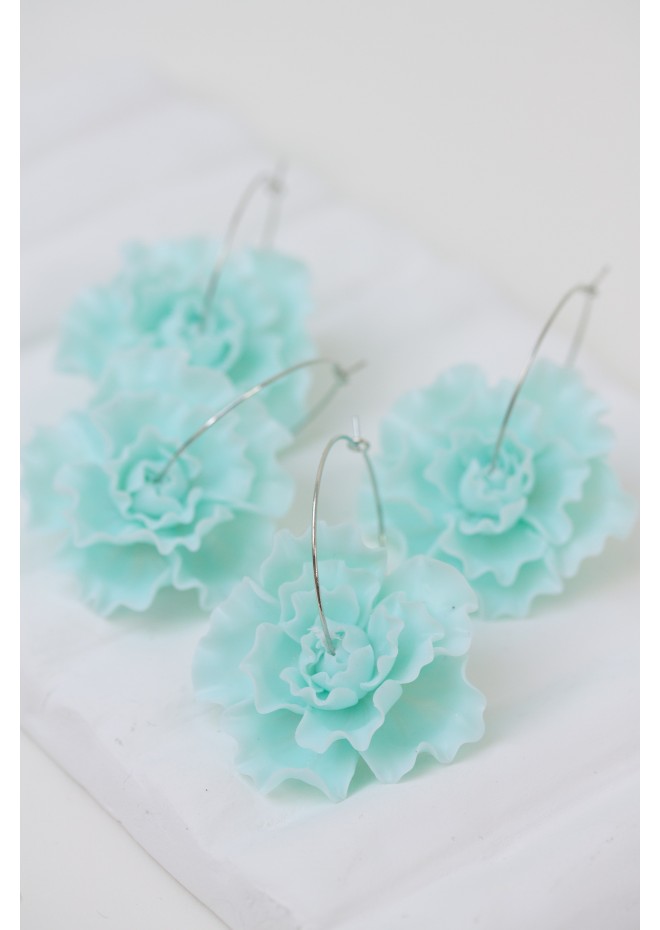 Crystal Blue Flower Hoop Earrings