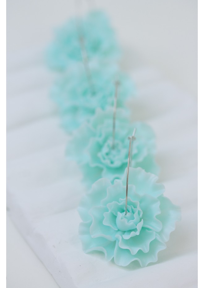 Crystal Blue Flower Hoop Earrings