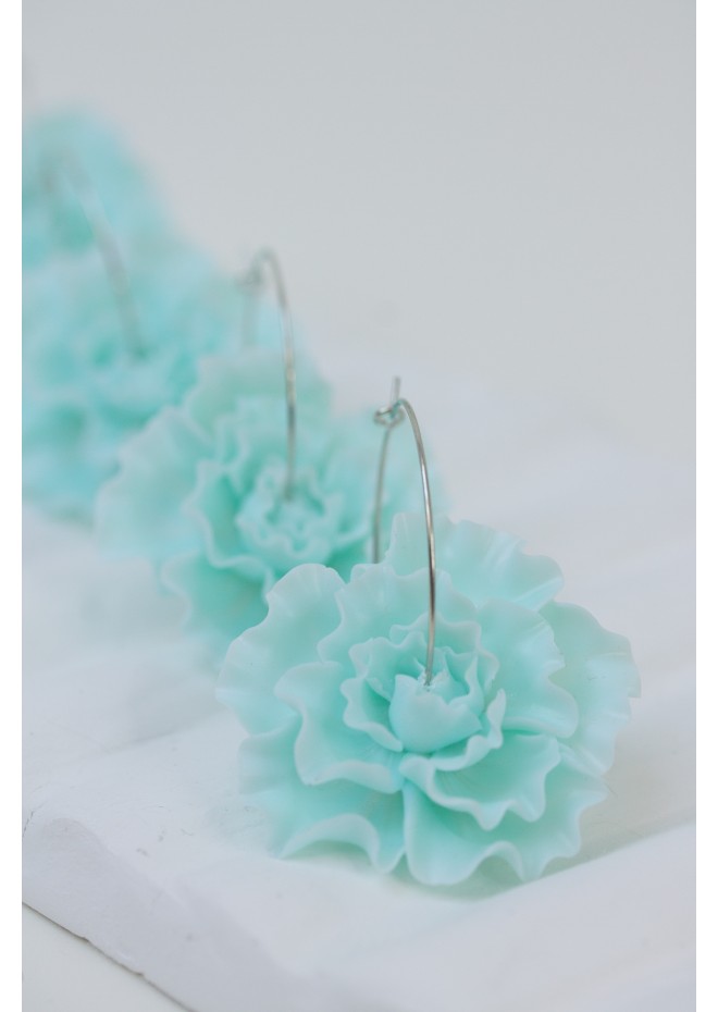 Crystal Blue Flower Hoop Earrings