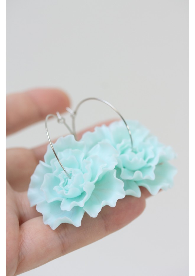 Crystal Blue Flower Hoop Earrings