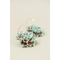 Blue and Bronze Flower Hoop Earring